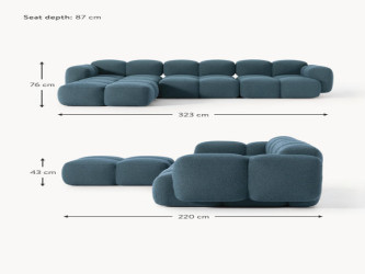 أريكة تايلا المريحة والمجعّدة ذات الأربعة مقاعد مع مسند قدم Comfortable and curly Tayla four-seater sofa with footstool