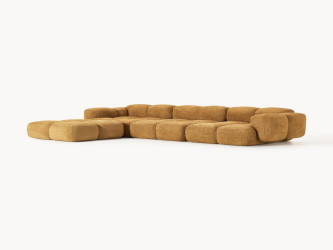 أريكة تايلا المريحة والمجعّدة ذات الأربعة مقاعد مع مسند قدم Comfortable and curly Tayla four-seater sofa with footstool