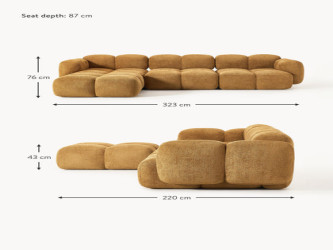 أريكة تايلا المريحة والمجعّدة ذات الأربعة مقاعد مع مسند قدم Comfortable and curly Tayla four-seater sofa with footstool