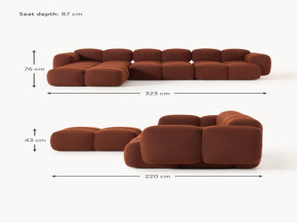 أريكة تايلا المريحة والمجعّدة ذات الأربعة مقاعد مع مسند قدم Comfortable and curly Tayla four-seater sofa with footstool