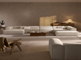 أريكة لينون النموذجية المصنوعة من مزيج الكتان Typical Lennon sofa made of linen blend