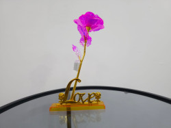 ورد مطلي بماء الذهب عيار 24K لون وردي GOLDEN ROSE 24K PINK COLOR