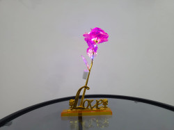 ورد مطلي بماء الذهب عيار 24K لون وردي GOLDEN ROSE 24K PINK COLOR