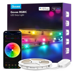 شريط إضاءة LED أليكسا RGBIC من Govee بطول 10 أمتار + شريط إضاءة LED Govee RGBIC 2 Pro - 5 أمتار (الموديل H61F53D1) Govee RGBIC Alexa LED Strip Light 10M + Govee RGBIC LED Strip Light 2 Pro - 5m (Model H61F53D1)