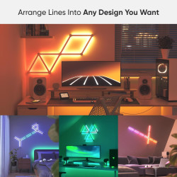 Nanoleaf Lines WiFi Smart RGBW 16M+ Color LED Dimmable Gaming + مجموعة بداية المثلث الصغير 5 لوحات Nanoleaf Lines WiFi Smart RGBW 16M+ Color LED Dimmable Gaming + Mini Triangle Starter Kit 5 Panels