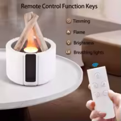مرطب هواء بونفاير بتأثير اللهب وإضاءة قابلة للتعديل مع جهاز تحكم عن بعد Bonfire Air Humidifier with Flame Effect & Remote Control