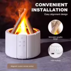 مرطب هواء بونفاير بتأثير اللهب وإضاءة قابلة للتعديل مع جهاز تحكم عن بعد Bonfire Air Humidifier with Flame Effect & Remote Control