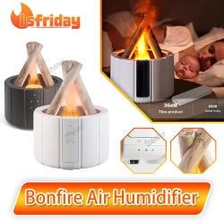 مرطب هواء بونفاير بتأثير اللهب وإضاءة قابلة للتعديل مع جهاز تحكم عن بعد Bonfire Air Humidifier with Flame Effect & Remote Control
