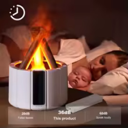 مرطب هواء بونفاير بتأثير اللهب وإضاءة قابلة للتعديل مع جهاز تحكم عن بعد Bonfire Air Humidifier with Flame Effect & Remote Control