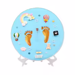 طقم بصمة يد وقدم للأطفال – تذكار طيني للمواليد مع إكسسوارات DIY Baby Handprint & Footprin