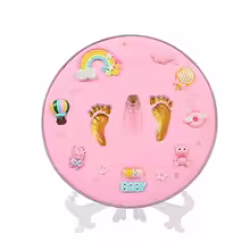 طقم بصمة يد وقدم للأطفال – تذكار طيني للمواليد مع إكسسوارات DIY Baby Handprint & Footprin
