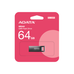 بطاقة ذاكرة ADATA UR340 USB 3.2 Gen 1 – تصميم معدني أنيق، مقاومة للماء والغبار والصدمات، وزن 4 غم ADATA UR340 USB 3.2 Gen 1 Flash Drive – Metal Unibody, Splash-Proof, Keychain Hole