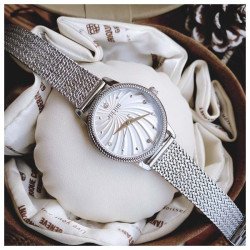 ساعة نسائية كورية من جوليوس الكورية دائرية سيلفر سير ستيل سيلفري ومينا سيلفري JULIUS Watch JA-1219A for Women - Analog Display, Stainless Steel Band - Silver