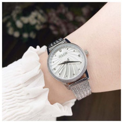 ساعة نسائية كورية من جوليوس الكورية دائرية سيلفر سير ستيل سيلفري ومينا سيلفري JULIUS Watch JA-1219A for Women - Analog Display, Stainless Steel Band - Silver