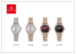 ساعة نسائية كورية من جوليوس الكورية دائرية سيلفر سير ستيل سيلفري ومينا سيلفري JULIUS Watch JA-1219A for Women - Analog Display, Stainless Steel Band - Silver