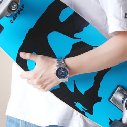 ساعة رجالية من جوليوس الكورية دائرية ذهبي سير ستين ستيل اسود مع مينا سوداء JULIUS Watch for Men - Analog Display, Stainless Steel Band - Black