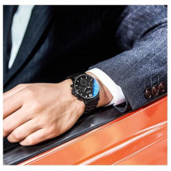 ساعة رجالية من جوليوس الكورية دائرية سوداء سير ستين ستيل اسود مع مينا سوداء JULIUS Watch for Men - Analog Display, Stainless Steel Band - Black