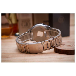 ساعة رجالية من جوليوس الكورية دائرية  سيلفر سير ستين ستيل سيلفر مع مينا سوداء JULIUS Watch for Men - Analog Display, Stainless steel Band - silver