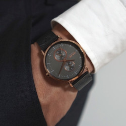 ساعة رجالية من جوليوس الكورية جاي اي اج 105 اي دائريه رصاصي سير فولاذ رصاصي ومينا بجي JULIUS Watch for Men JAH-105 - Analog, Stainless Steel - Silver