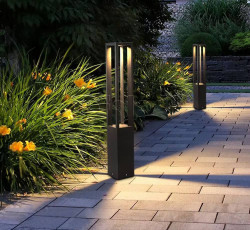 عمود إنارة أرضي خارجي مربع 80 سم Outdoor Square Bollard Light 80 cm