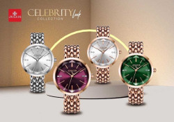 ساعة نسائية من جوليوس الكورية جي اي 1193 بي دائرية من الذهب الوردي سير ذهبي ومينا بيضاء JULIUS Watch JA-1193 for Women - Analog, Stainless Steel - Rose