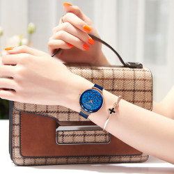 ساعة نسائية من جوليوس الكورية 1189 دائرية ذهبية سير ستيل ستيل ازرق مينا زرقاء JULIUS Watch JA-1189 for Women - Analog, Stainless Steel - Blue