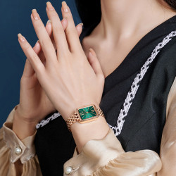 ساعة نسائية من جوليوس الكورية جاي اي 1350 سي نسائية سير ستين ستيل ذهبي مينا خضراء JULIUS Watch JA-1350C for Women - Analog, Stainless Steel - Gold