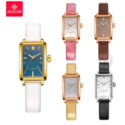 ساعة نسائية من جوليوس الكورية جاي اي941 دي سير جلد اصفر ذهبي مينا زرقاء فاتح JULIUS Watch JA-941 for Women - Analog, Leather - Yellow - Blue