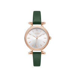 ساعة نساىية من جوليوس الكورية  جاي اي 1368 سي دائرية ذهبية سير جلد اخضر مينا بيضاء JULIUS Watch JA-1368C for Women - Analog, Leather - Green