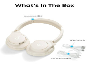 سماعات رأس Anker Soundcore Q20i اللاسلكية بتقنية إلغاء الضوضاء - أبيض Anker Soundcore Q20i Wireless ANC Headphones – White
