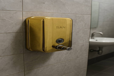 موزع صابون جداري ذهبي SAN – سعة 800 مل SAN Gold Wall-Mounted Soap Dispenser – 800ml