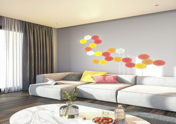 Nanoleaf Hexagons مجموعة  الذكية مع 9 لوحات إضاءة لتخصيص الغرفة + مجموعة مربعات قماشية نانوليف الذكية، 9 مربعات ضوئية Nanoleaf shapes hexagons smarter kit 9x lights panels customize room + nanoleaf canvas squares smart kit 9 light squares