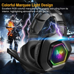 سماعة الألعاب السلكية ONIKUMA K10 - أسود، RGB، ميكروفون مدمج، كابل 1.5 متر ONIKUMA K10 Wired Gaming Headset – Black, RGB, Built-in Mic, 1.5m Cable