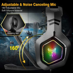 سماعة الألعاب السلكية ONIKUMA K10 - أسود، RGB، ميكروفون مدمج، كابل 1.5 متر ONIKUMA K10 Wired Gaming Headset – Black, RGB, Built-in Mic, 1.5m Cable