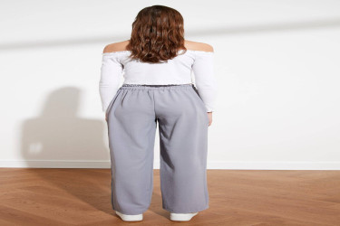 بنطلون منسوج بأرجل واسعة وخصر مطاطي Elastic Waist Wide Leg Woven Trousers