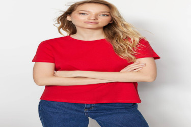 تيشيرت محبوك من القطن بياقة دائرية ضيقة - عبوة من قطعتين Crew Neck 100% Cotton Knitted T-Shirt - 2-Pack