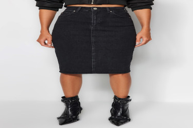 تنورة دينيم ميدي بقصة قلم الرصاص وخصر مرتفع High Waist Midi Pencil Denim Skirt