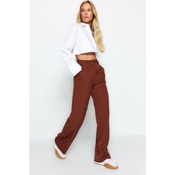 بنطلون منسوج بأرجل واسعة وخصر مرتفع High Waist Wide Leg Woven Trousers