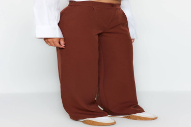 بنطلون منسوج بأرجل واسعة وخصر مرتفع High Waist Wide Leg Woven Trousers