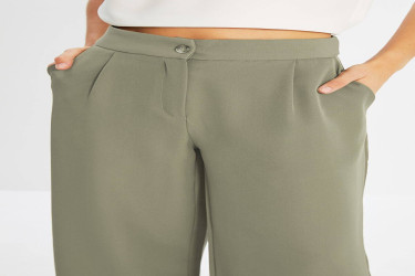 بنطلون منسوج بأرجل واسعة وخصر مرتفع High Waist Wide Leg Woven Trousers