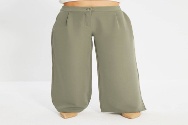 بنطلون منسوج بأرجل واسعة وخصر مرتفع High Waist Wide Leg Woven Trousers