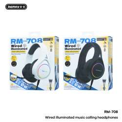 REMAX -RM-708 سماعة رأس مضاءة سلكية للموسيقى والمكالمات والألعاب REMAX -RM-708 wired illuminatedmusic calling headset & gaming
