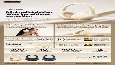 سماعات رأس لاسلكية REMAX-RB-100HB REMAX - RB-100HB Wireless Headphones