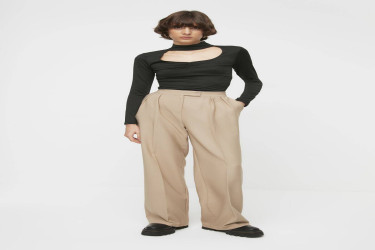 بنطلون منسوج بأرجل واسعة وخصر مرتفع High Waist Wide Leg Woven Pants