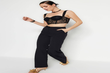 بنطلون منسوج بأرجل واسعة Wide Leg Woven Trousers