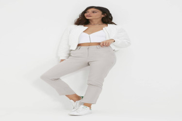 بنطلون منسوج بقصة سيجارة Cigarette Woven Fabric Trousers
