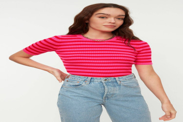 سترة بيسيك محبوكة ومخططة Basic Striped Knitwear Sweater