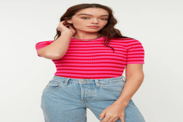 سترة بيسيك محبوكة ومخططة Basic Striped Knitwear Sweater