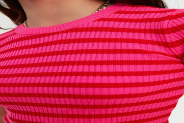 سترة بيسيك محبوكة ومخططة Basic Striped Knitwear Sweater