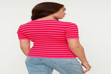سترة بيسيك محبوكة ومخططة Basic Striped Knitwear Sweater